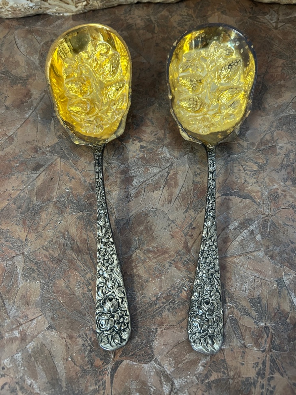 Godinger Gold and Silver Plated Serving Spoons Set of Two